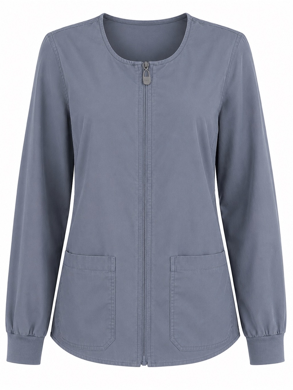 Med Couture Women's Zip-Front Utility Jacket Scrub in Steel Blue